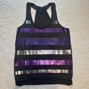 Express Y2K Sequin Purple and Gray Tank Top. Size: Small.